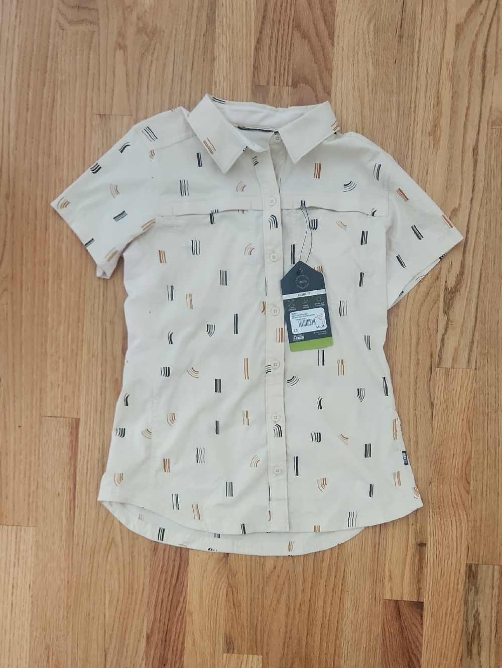 NWT REI Patterned Button Up Sahara Short Sleeve Top
